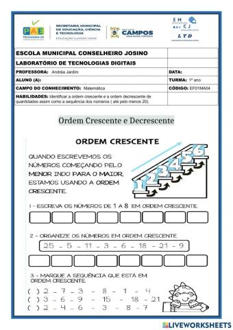 Ordem crescente e ordem decrescente