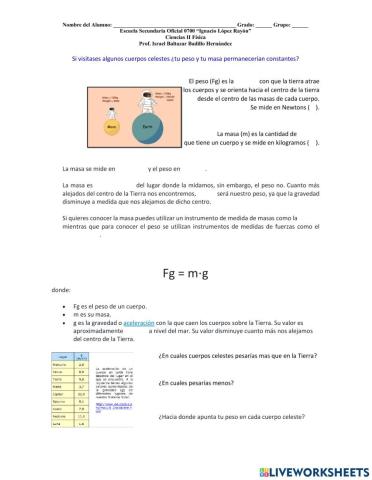 Peso fuerza de atracción