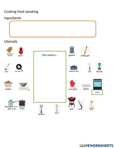 Cooking spealing and vocabulary