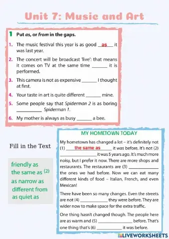 E7 Unit 4: Music and Arts