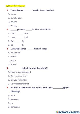 English 11 - Unit 4 (Present Perfect - Past Simple)