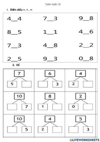 Phiếu bài tập cuôi tuần 10 môn Toán