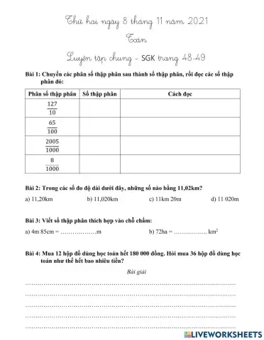 Luyện tập chung SGK trang 48-49