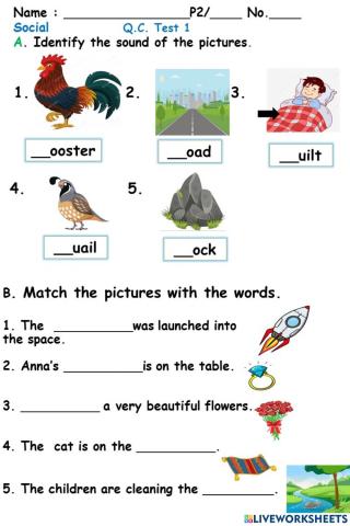 QC  Test 1 Q and R Beginning Sounds