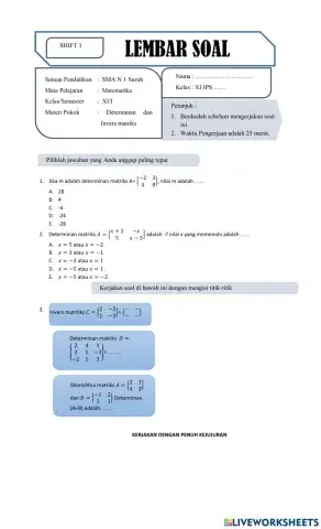 Determinan dan invers matriks