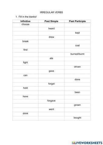 Irregular verbs