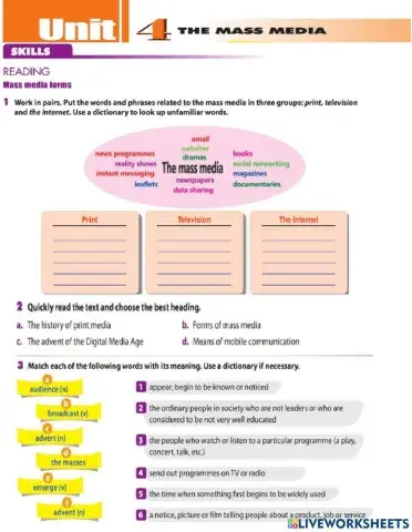 Unit 4. The Mass Media. Reading