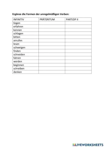 Unregelmäßige Verben