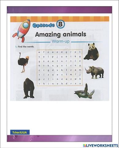 Y4 TBp 152 Episode 8 Amazing animals Word search Reading
