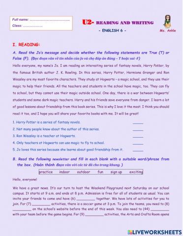 Unit 2 - Reading and Writing