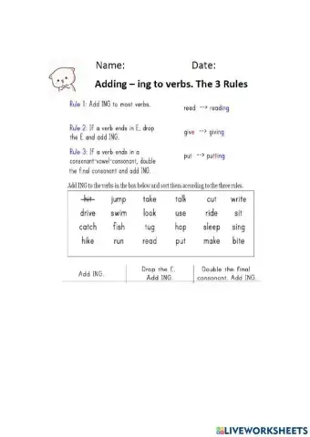 Adding  -ing to Verbs