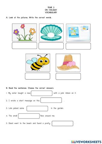 On Holiday Vocabulary