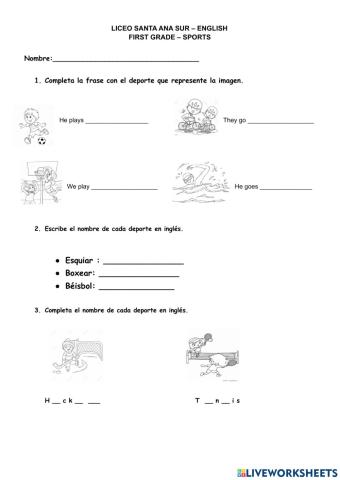 Evaluacion de ingles deportes