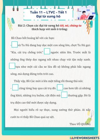 Tuần 11 - Luyện từ và câu - Tiết 1 - Đại từ xưng hô
