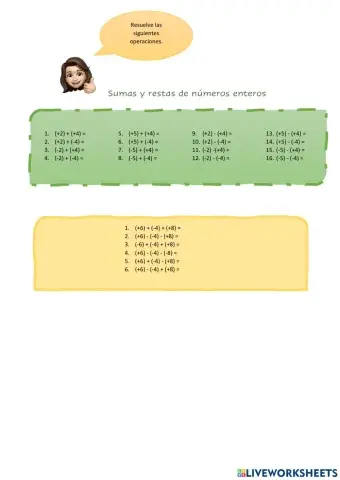 Sumas y restas con enteros