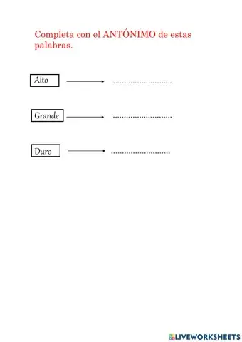 Palabras Antónimas