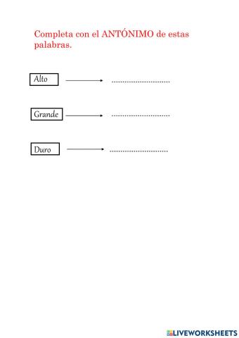 Palabras Antónimas