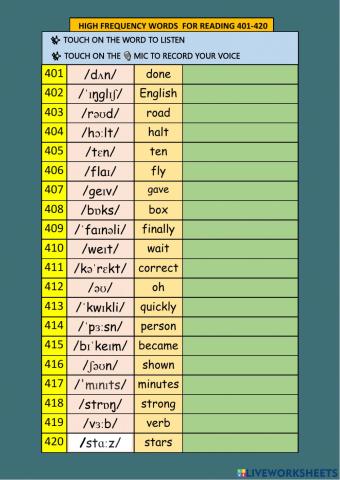 Listen read record (401-420) EX-21