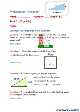Application of Pythagorean Theorem G8
