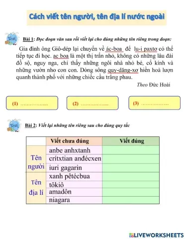 Cách viết tên người, tên địa lí nước ngoài
