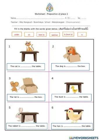 Preposition of place