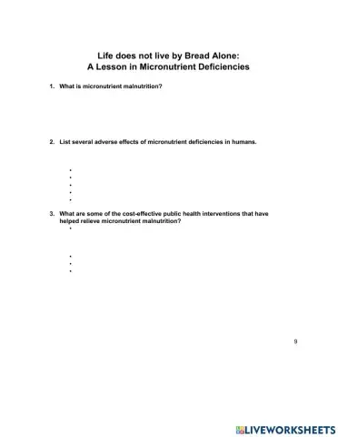 Life Does not Live by Bread Alone: