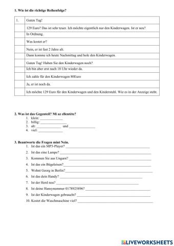 Aufgaben zu Berliner Platz 1 neu - Lektion 3