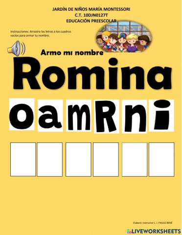 Armo mi nombre Romina