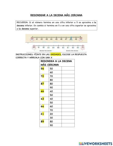 Redondear a la decena más cercana