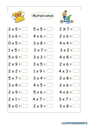 Multiplicación del 1 al 5