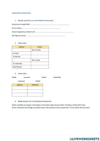 Jutustamine minavormis, 3. klass