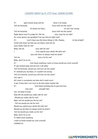 Locked Away R. City feat Adam Levine 2nd Conditional