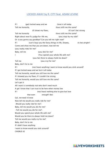 Locked Away R. City feat Adam Levine 2nd Conditional