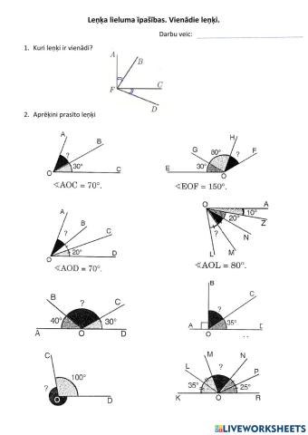 Leņķa lieluma īpašības
