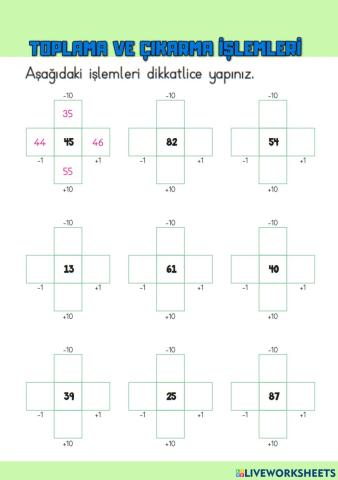 Toplama ve Çıkarma İşlemleri