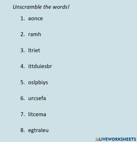 The Earth's Oceans vocab