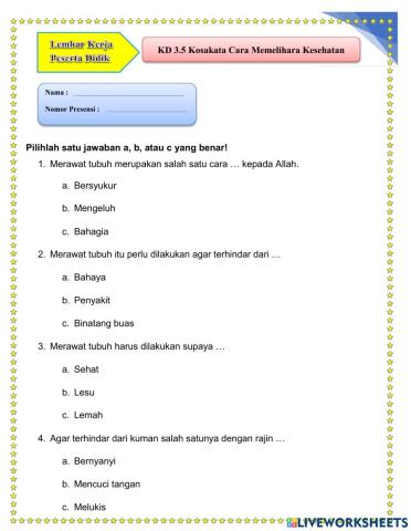 Kosakata Perawatan Tubuh