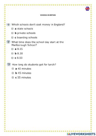 Warn up 1-schools in britain