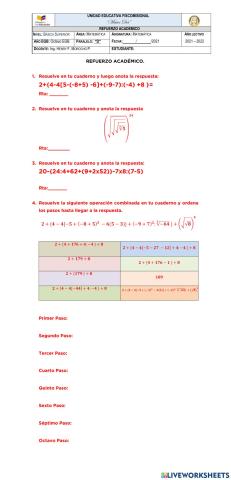 Refuerzo Octavo Primer Parcial