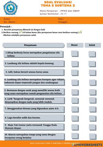 Soal evaluasi tema 5 sb2 pb2