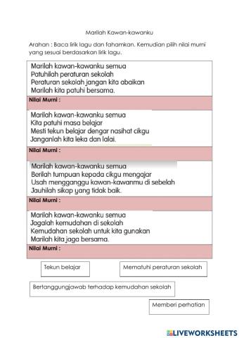 Nilai Murni : Marilah Kawan-kawanku