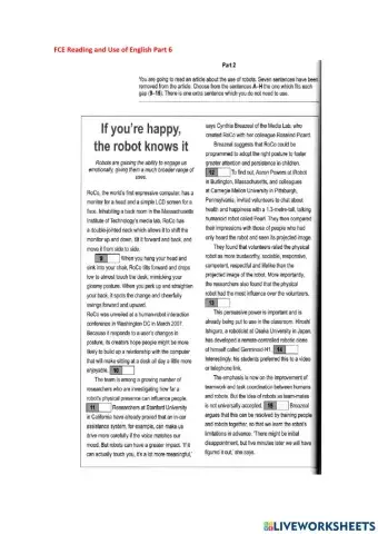 FCE Reading and Use of English part 6