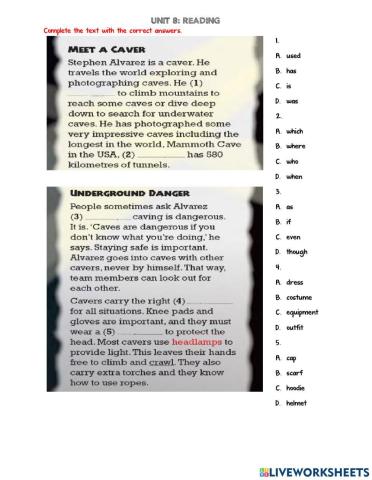 Form 3 unit 8 reading