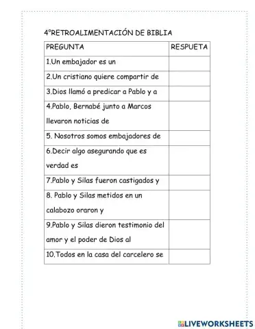 Retroalimentación de Biblia