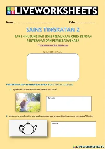 Hubung Kait Jenis Permukaan Objek Dengan Penyerapan dan Pembebasan Haba