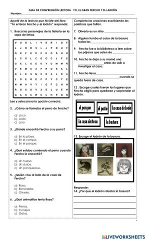 Actividad comprensión lectora