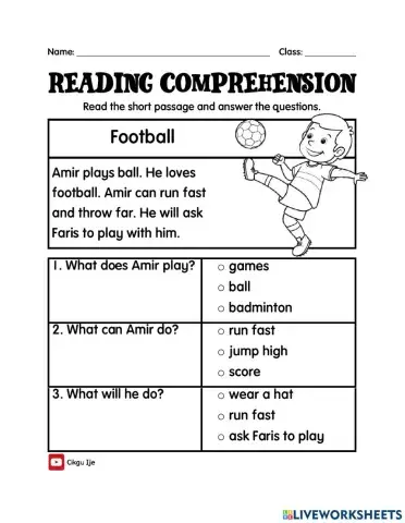 Football: Reading Comprehension Level 1
