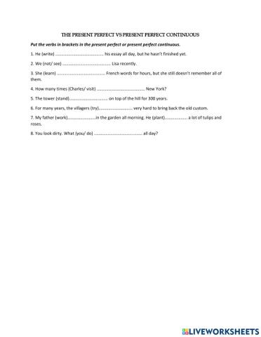 The present perfect vs present perfect continuous