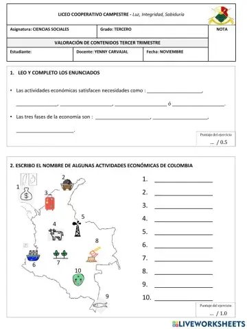 Sectores económicos y símbolos