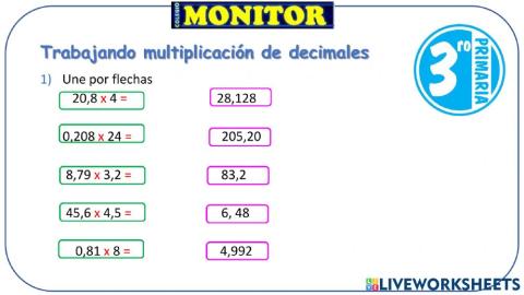 Multiplicación de decimales